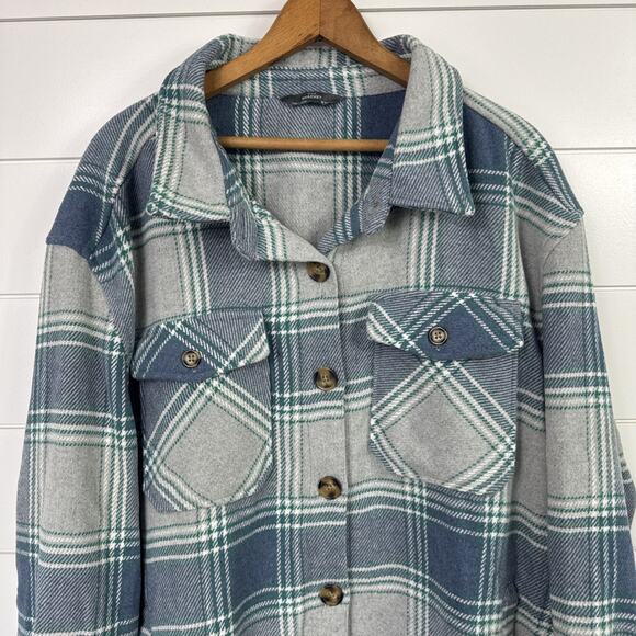 Members Mark Plaid Button Front Flannel Shacket Jacket Multicolored XXL - Picture 2 of 8